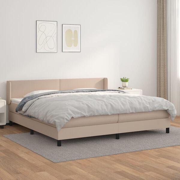vidaXL Boxspring met matras kunstleer cappuccinokleurig 200x200 cm