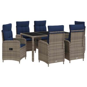vidaXL Buiten eettafelset 7 st poly rattan