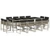 vidaXL 13-delige Tuinset met kussens poly rattan lichtgrijs