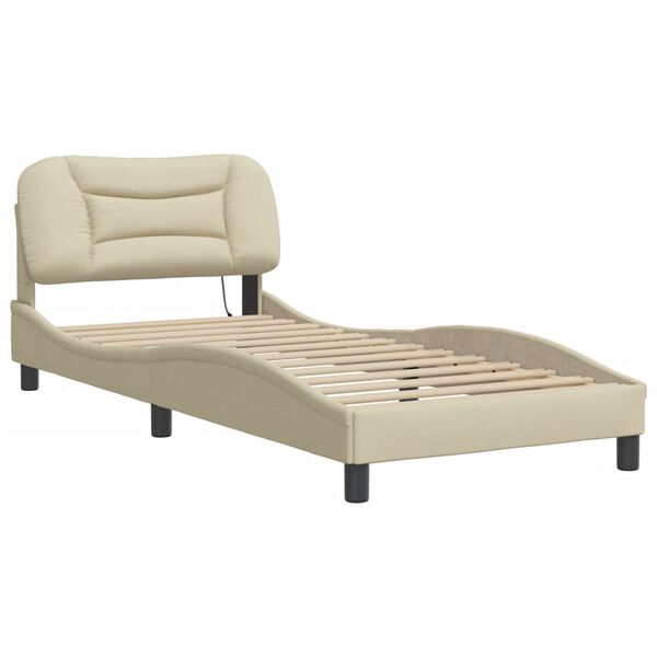 vidaXL Bedframe zonder matras "Hvar" 90x190 cm stof crèmekleurig