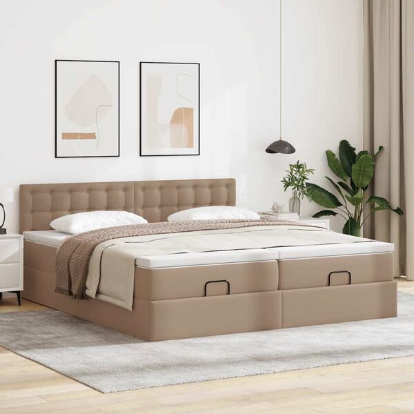vidaXL Ottoman bed met matrassen en LED's 160x200cm kunstleer