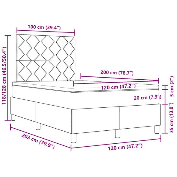 vidaXL Boxspringbed met matras Donkerbruin 120 x 200 cm Stof