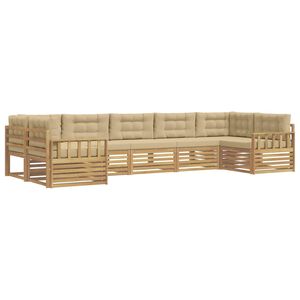 vidaXL Buiten bankenset 7 st Wit en Beige Massief Acaciahout
