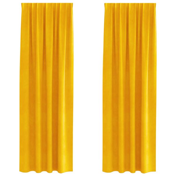 vidaXL Verduisterende gordijnen 2 pcs Mosterdgeel 140 x 245 cm Fluweel