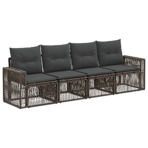 vidaXL Tuinbankenset 4 st Grijs en Donkergrijs poly rattan