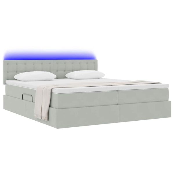 vidaXL Bed met LED-striplichten Lichtgrijs 180 x 200 cm Fluweel