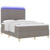vidaXL LED Box Spring Bed met matras Taupe 140 x 200 cm Stof