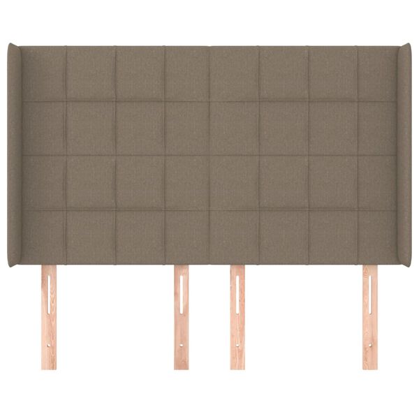 vidaXL Hoofdbord met randen 147x16x118/128 cm stof taupe
