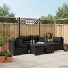 vidaXL 6-delige Loungeset met kussens poly rattan zwart