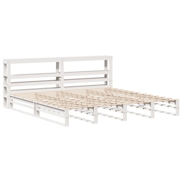vidaXL Bedframe zonder matras massief grenenhout wit 180x200 cm