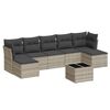 vidaXL 8-delige Loungeset met kussens poly rattan lichtgrijs