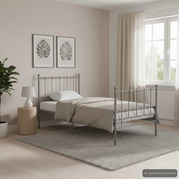vidaXL Bedframe metaal grijs 100x200 cm