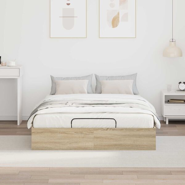 vidaXL Ottoman Bedframe met opslag Sonoma Eiken 203 x 120 x 25 cm