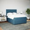 vidaXL Boxspring met matras fluweel donkerblauw 140x200 cm