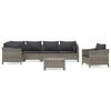 vidaXL 7-delige Loungeset met kussens poly rattan grijs