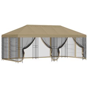 vidaXL Paviljoen met zijwanden 6 x 3 m Beige Polyester en staal