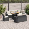 vidaXL 9-delige Loungeset met kussens poly rattan zwart