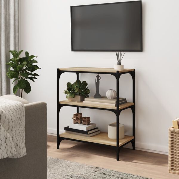 vidaXL Boekenkast 60x33x70,5cm bewerkt hout en staal sonoma eikenkleur