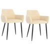 vidaXL Eetkamerstoelen 2 st fluweel cr&egrave;mekleurig