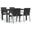 vidaXL 5-delige Tuinset met kussens poly rattan zwart