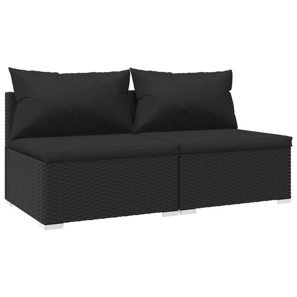 vidaXL 2-delige Loungeset met kussens poly rattan zwart