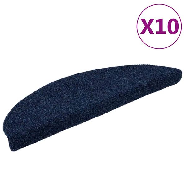 vidaXL Trapmatten zelfklevend 10 stuks 56x17x3 cm marineblauw halfrond