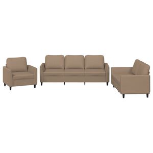 vidaXL 3-delige Loungeset met kussens kunstleer cappuccino