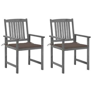 vidaXL Tuinstoelen 2 st met kussens massief acaciahout grijs