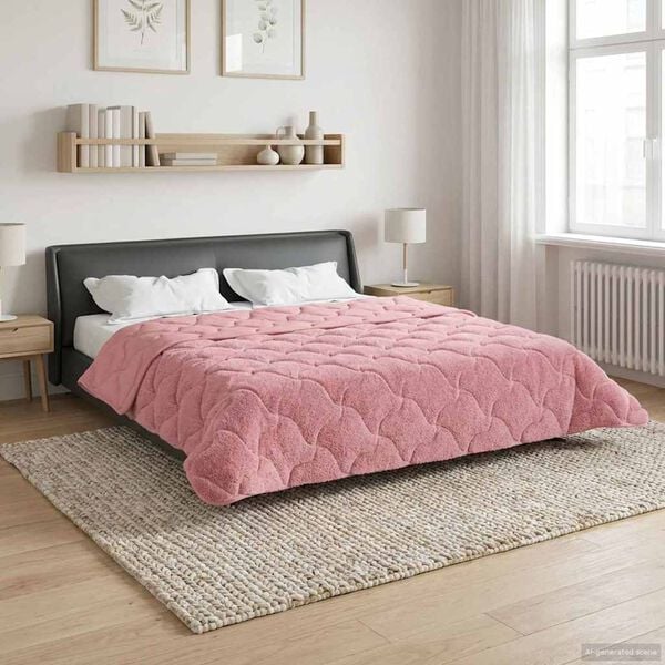 vidaXL Winter Dekbed Roze 220 x 240 cm Microfiber en Teddy fleece