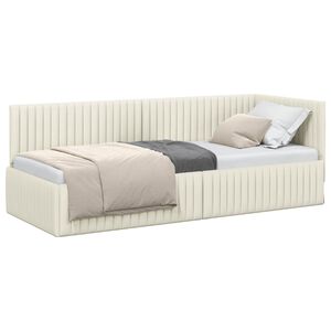 vidaXL Hoekbedframe met hoofdeinde Cr&egrave;me 80 cm x 200 cm Fluweel