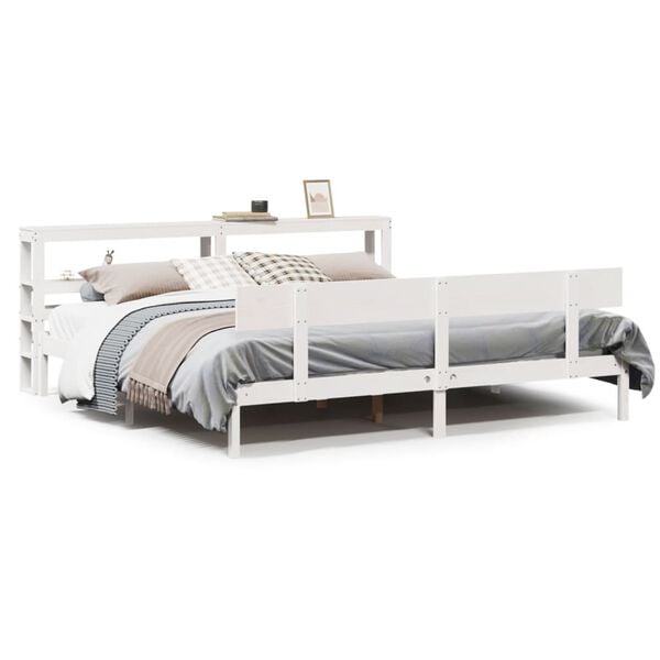 vidaXL Bedframe zonder matras massief grenenhout wit 180x200 cm