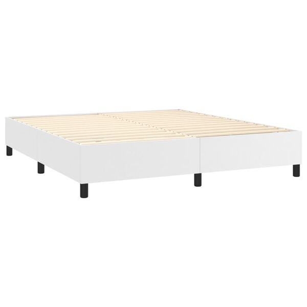 vidaXL Boxspring met matras kunstleer wit 160x200 cm