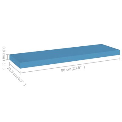 vidaXL Wandschap zwevend 80x23,5x3,8 cm MDF blauw