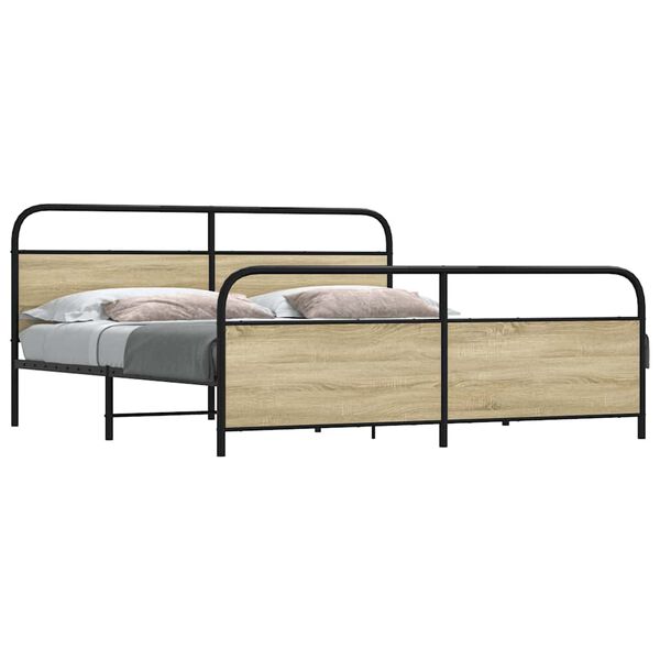 vidaXL Bedframe zonder matras metaal sonoma eikenkleur 200x200 cm