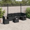 vidaXL 7-delige Loungeset met kussens poly rattan zwart