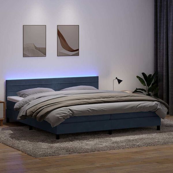 vidaXL Boxspring met matras en LED fluweel donkergrijs 180x210 cm