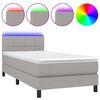 vidaXL Boxspring met matras en LED stof lichtgrijs 100x200 cm