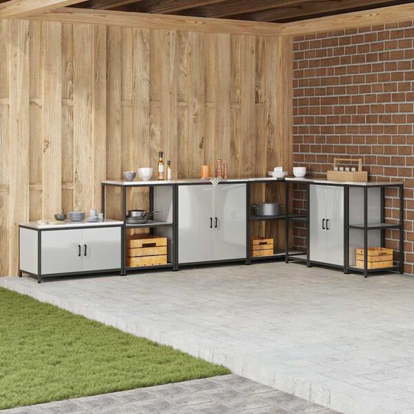 vidaXL Keukenopslag met plank met opslag Zilver 60 x 50 x 92 cm Staal