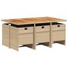 vidaXL 7-delige Tuinset met kussens poly rattan beige