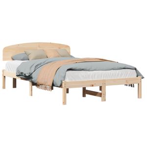 vidaXL Bedframe met hoofdeinde Naturel 120 x 190 cm Massief grenenhout