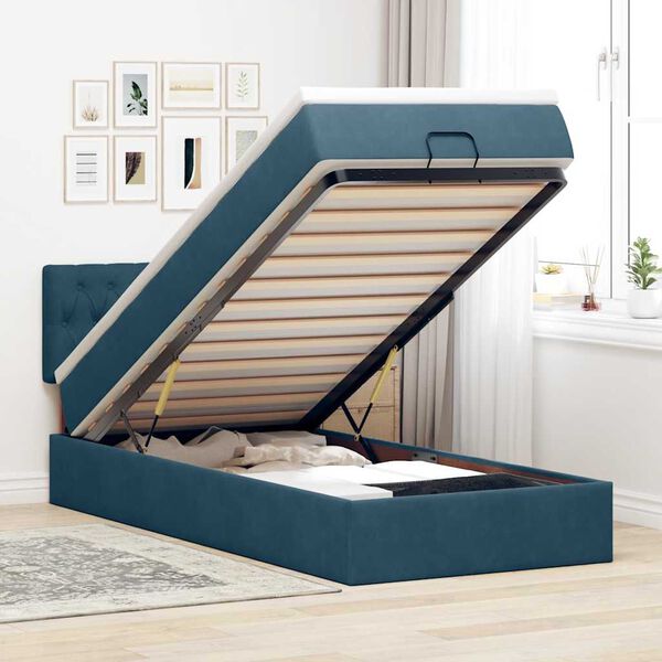 vidaXL Ottoman bed met matras 80x200cm fluweel donkerblauw