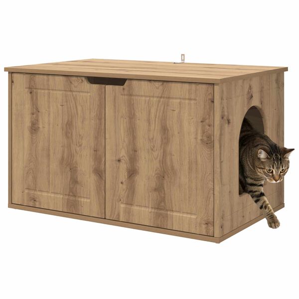 vidaXL Kattenhuis Ambachtelijk eiken 85 x 55 x 50,5 cm Bewerkt hout