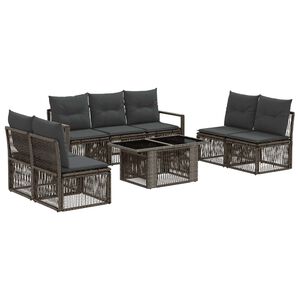 vidaXL Tuinbankenset 8 st Grijs en Donkergrijs poly rattan