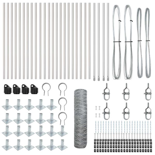 vidaXL Afrasteringspaal Zilver 50 x 1 m (50 mm gaas) Staal