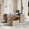 vidaXL 5-delige Loungeset met kussens poly rattan beige