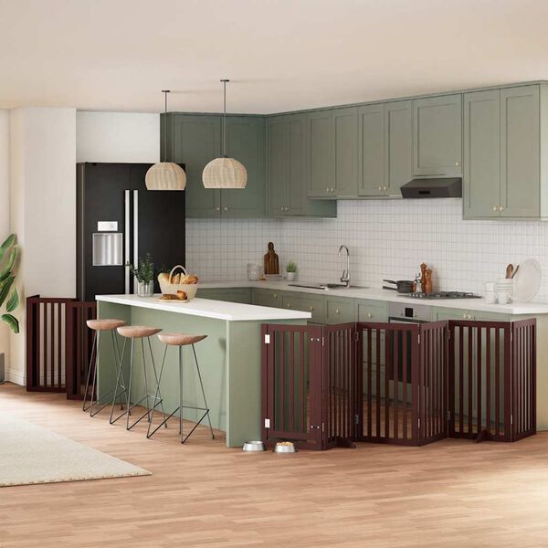 vidaXL Hondenhek inklapbaar 12 panelen 600 cm populierenhout bruin