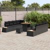 vidaXL Tuinbankenset 11 pcs Zwart poly rattan