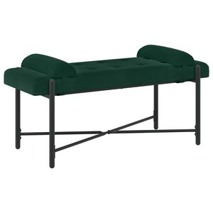 vidaXL Knop-gestept Bankje met Kussens Donkergroen 110 x 40 x 46 cm