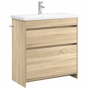 vidaXL Badkamermeubelset Sonoma Eiken 81 x 40 x 84,5 cm Bewerkt hout