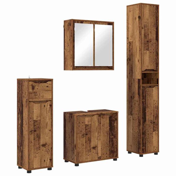 vidaXL Badkamermeubelset met lade met wiel 4 pcs Oud Hout Bewerkt hout